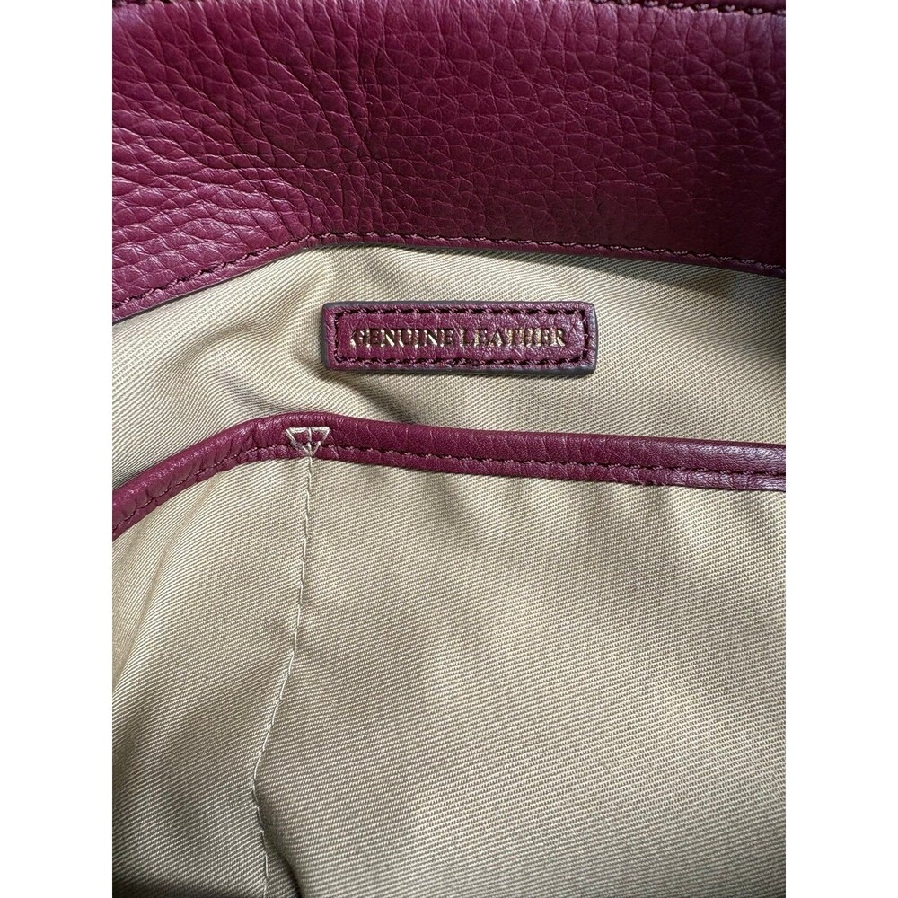 Burgundy Genuine Leather GILI Fringe Slouchy Hobo - Picture 5 of 10